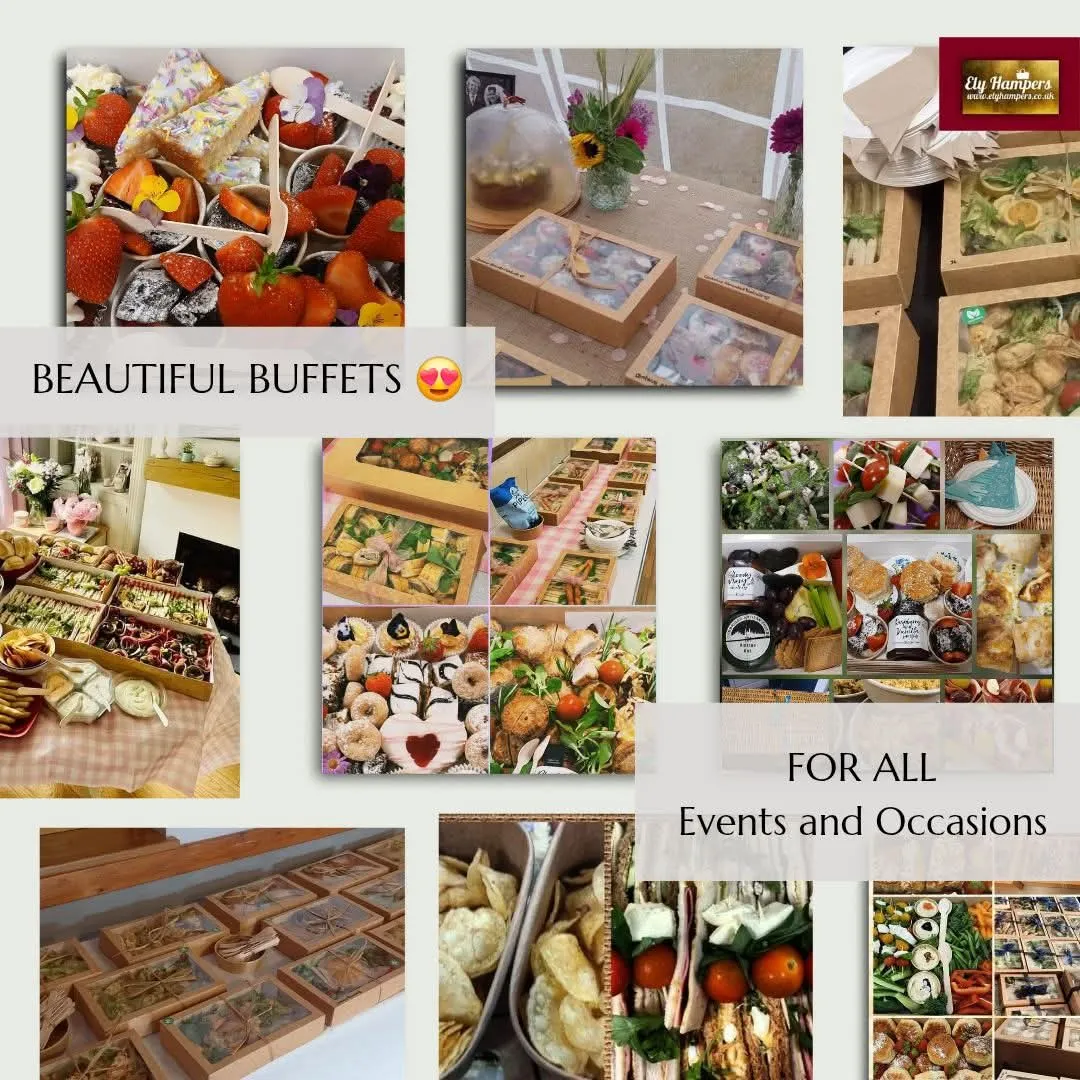 A laid-out buffet of finger sandwiches, savouries and cakes
